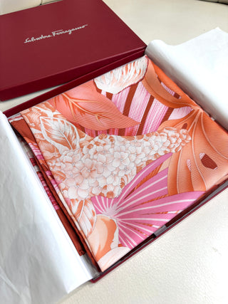 Salvatore Ferragamo Foresta Print Silk Foulard Scarf