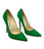 Jimmy Choo Green Suede Leather Pointed Toe Heels 