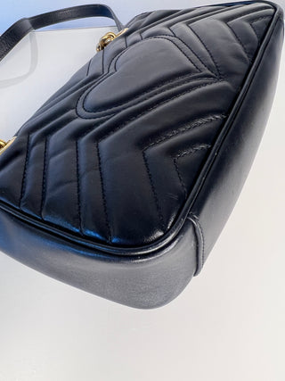 Gucci GG Marmont Small Black Leather Shoulder Bag