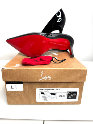 Christian Louboutin Pigalle 100 Black Patent Heels 38.5 UK5.5