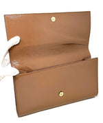 Yves Saint Laurent Camel Brown Patent Leather Clutch Bag