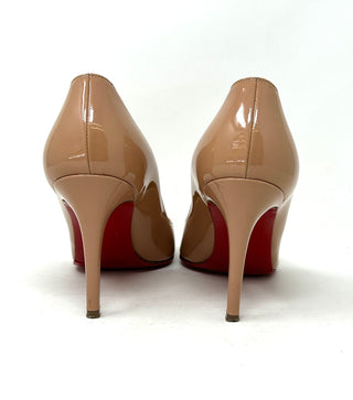 Christian Louboutin Pigalle 85 Nude Patent Leather Pump Heels 38.5 UK 5.5