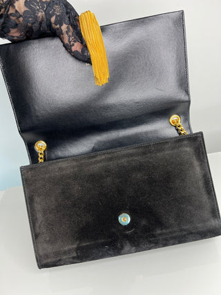 Saint Laurent YSL Kate Tassel Medium Black Suede Shoulder Bag