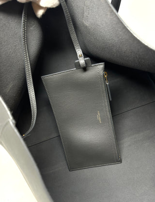 Saint Laurent East West Grained Grey Leather Shopping Tote Bag