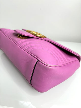 Gucci Marmont Medium Pink Matelasse Leather Shoulder Bag