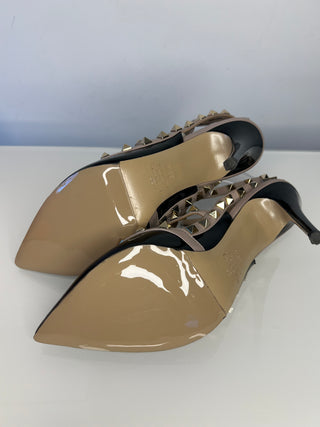Valentino Garavani Rockstud 100 Black Patent Heels 38.5 UK5.5