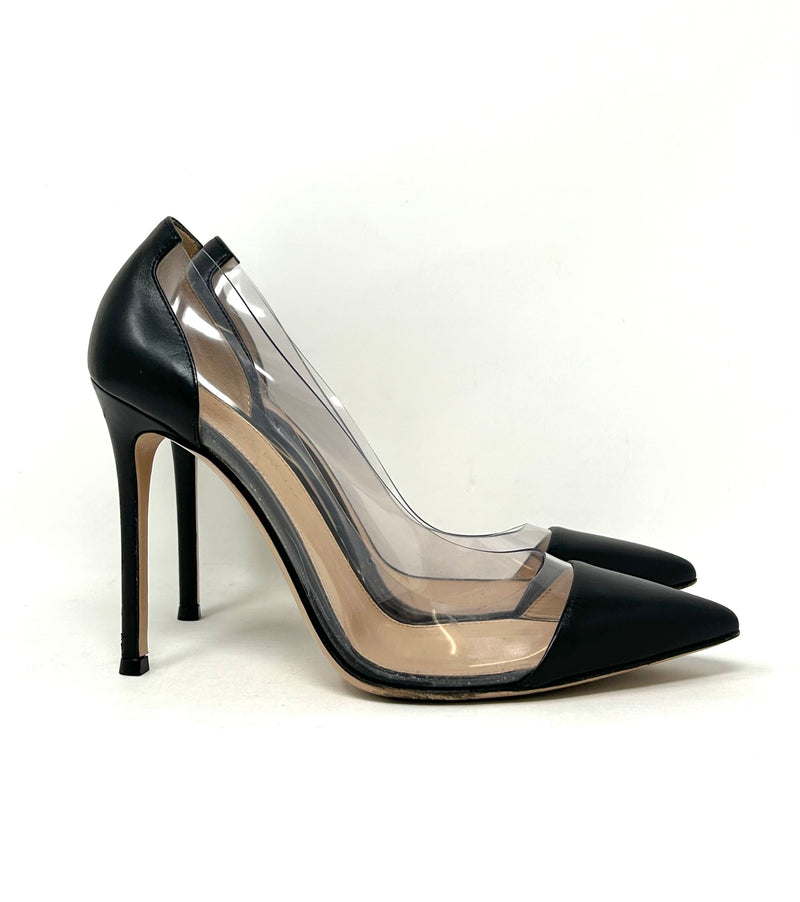 Gianvito Pumps Black Leather Clear Heels