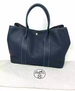 Hermes Garden Party 36 Bleu De Prusse Navy Negonda Leather Tote Bag