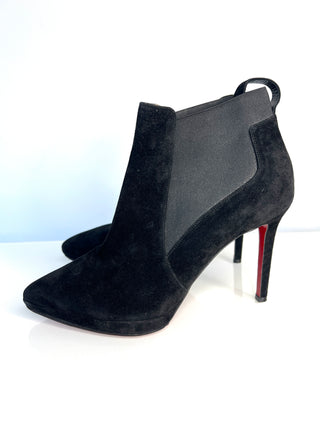 Christian Louboutin Crochinetta 100 Black Suede Chelsea Ankle Boots – Size 39 / UK 6