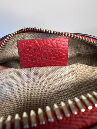 Gucci GG Supreme Bree Red Leather Camera Crossbody Bag