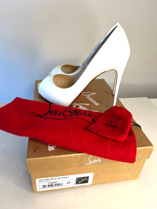 Christian Louboutin New Very Privé 120 White Patent Leather Heels – Size 37 / UK 4