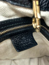 Gucci Medium Black Grained Leather Gold Chain Tote Shoulder Bag