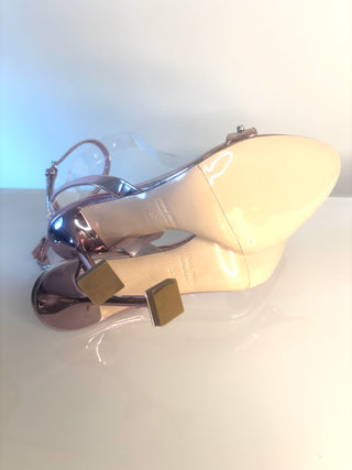 Miu Miu Metallic Pink Crystal-Embellished Sandals – Size 37 UK 4