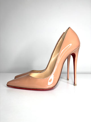 Christian Louboutin So Kate 120 Nude Patent Heels 37 UK4