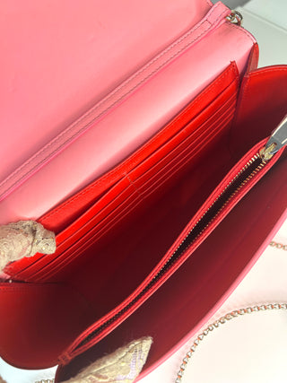 Christian Louboutin Paloma Spiked Dolly Pink Leather Clutch Shoulder Bag