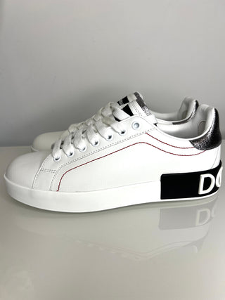 Dolce & Gabbana Portofino Logo White Sneakers Trainers 38 UK5