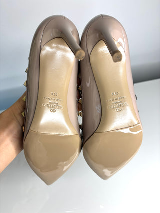 Valentino Garavani Rockstud Nude Patent Pumps Heels 37.5 UK4.5
