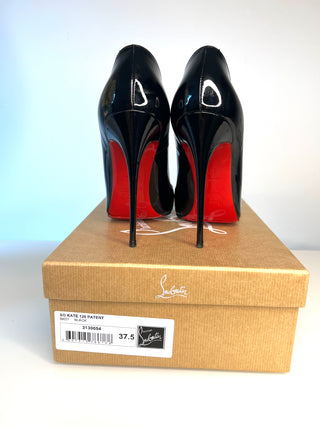 Christian Louboutin So Kate 120 Black Patent Leather Heels 37.5 UK4.5
