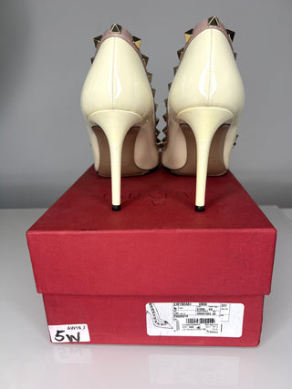 Valentino Garavani Rockstud 85 Ivory White Patent Leather Pumps – EU 37.5 / UK 4.5