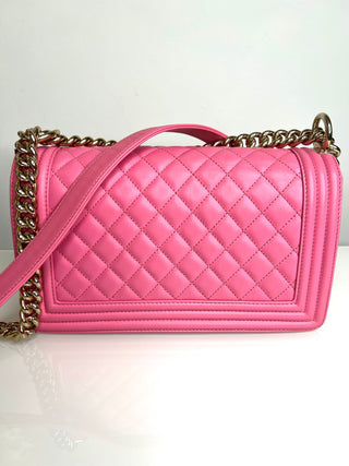 Chanel Preloved Boy Bag Pink Quilted Lambskin GTH Shoulder Bag