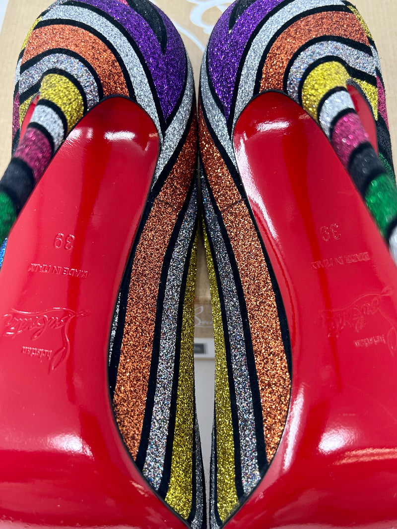 Christian Louboutin Multicolored Rainbow Glitter Leather Pumps