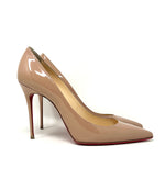 Christian Louboutin Decollete 554 100 Nude Patent Leather Pump Heels 40.5 UK 7.5