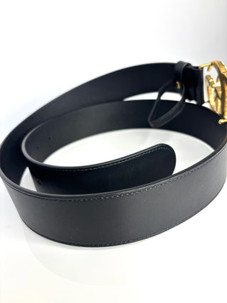 Gucci GG Preloved Pearl Embellished Black Leather Belt