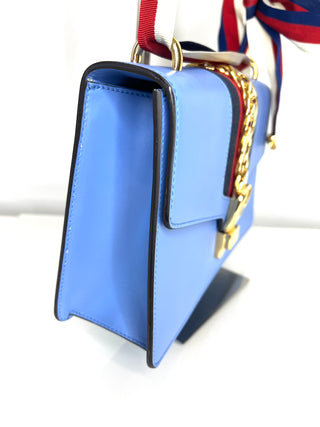 Gucci Sylvie Light Blue Leather  Shoulder Bag