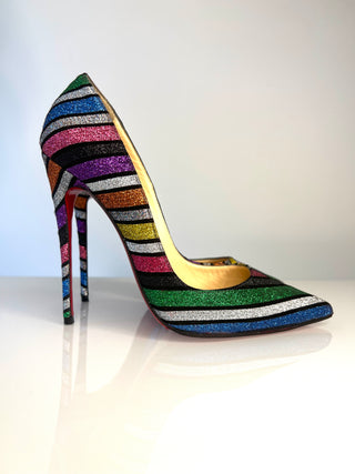 Christian Louboutin So Kate Multicolored striped glitter high-heeled shoe 