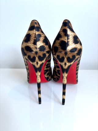 Christian Louboutin So Kate 120 Leopard Satin Heels 40 UK7