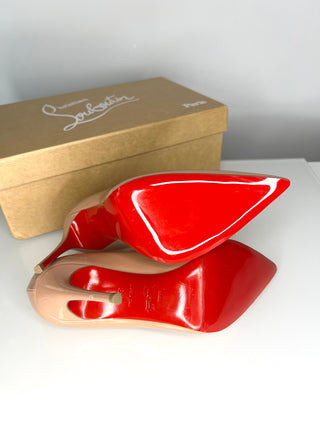 Christian Louboutin Kate 100 Nude Patent Heels – Large fit Size 35.5 / UK 2.5