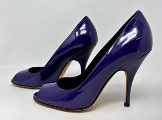 Dolce & Gabanna Viola Purple Patent Leather Peep Toe Heels 39 UK 6