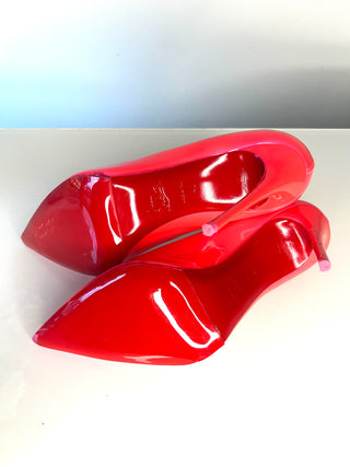 Christian Louboutin Kate 100 Fluo Pink Patent Leather Pumps Heels – Size 40 UK 7