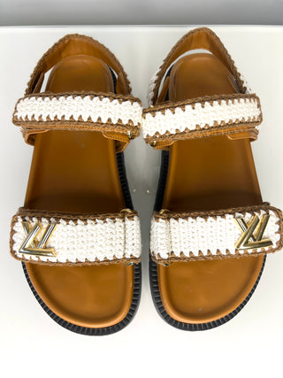 Louis Vuitton Preloved Sunset Comfort White Flat Sandals 38.5 UK5.5