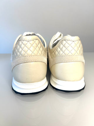 Chanel CC White, Cream & Beige Tweed, Suede and Leather Trainers – Size 38.5 UK 5.5