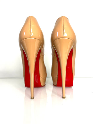 Christian Louboutin Lady Peep 150 Nude Patent Platform Heels 40 UK7