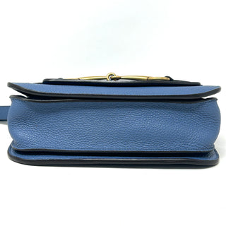 Gucci Bright Brit Blue Grained Leather Shoulder Bag