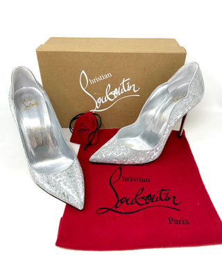 Christian Louboutin Silver Glitter Pump Heels 