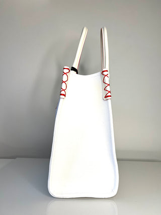 Balmain B-Army Lipstick Pint Off-White Canvas Tote Bag