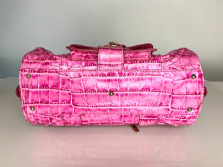 Aspinal of London Pink Moc Croc Leather Bowling Handbag