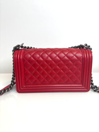 Chanel Medium Boy Bag Quilted Red Calfskin Shoulder Bag