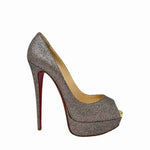 Christian Louboutin Lady Peep 150 Multicolor Glitter Platform Heels 38 UK 5