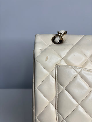 Chanel Classic Maxi Cream Calfskin Shoulder Flap Bag