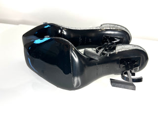 Saint Laurent Opyum Silver YSL Heel Sandals 39 UK6