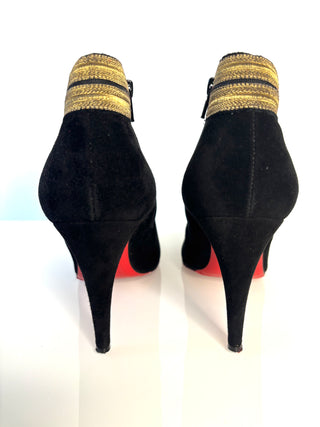 Christian Louboutin Preloved Marychal 100 Black Suede Ankle Boots 39.5 UK6.5