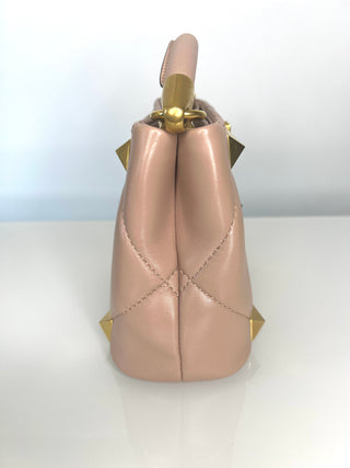 Valentino Garavani Roman Stud Blush Pink Nude Leather Gold Hardware Top Handle Cross-body Bag
