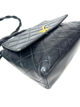 Vintage Chanel Black Quilted Leather Flap – Gold-Plated Hardware Cross-body Shoulder Bag