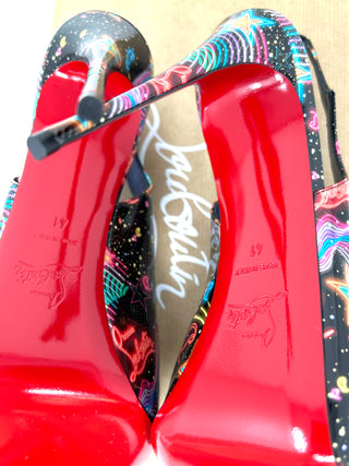 Christian Louboutin Hot Chick Sling Alta 120 Starlight Patent Leather Heels 41 UK 8