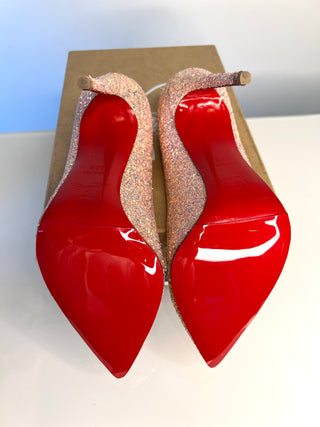 Christian Louboutin Pigalle Follies 100 Glitter Jupon Heels 38.5 UK5.5