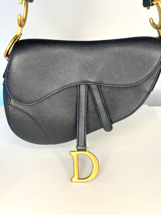 Dior Saddle Bag Black Grained Calfskin Handbag